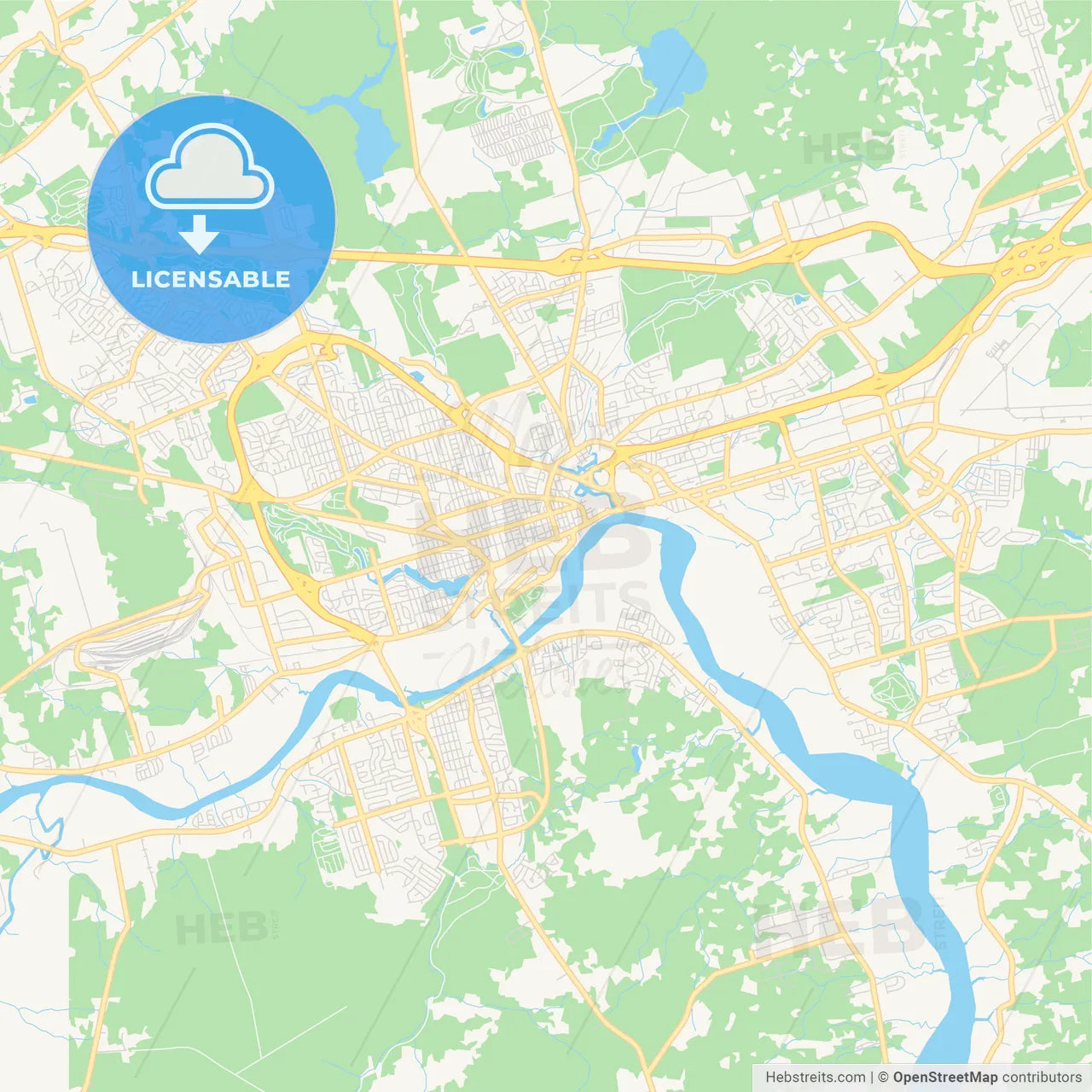 Empty vector map of Moncton, New Brunswick, Canada