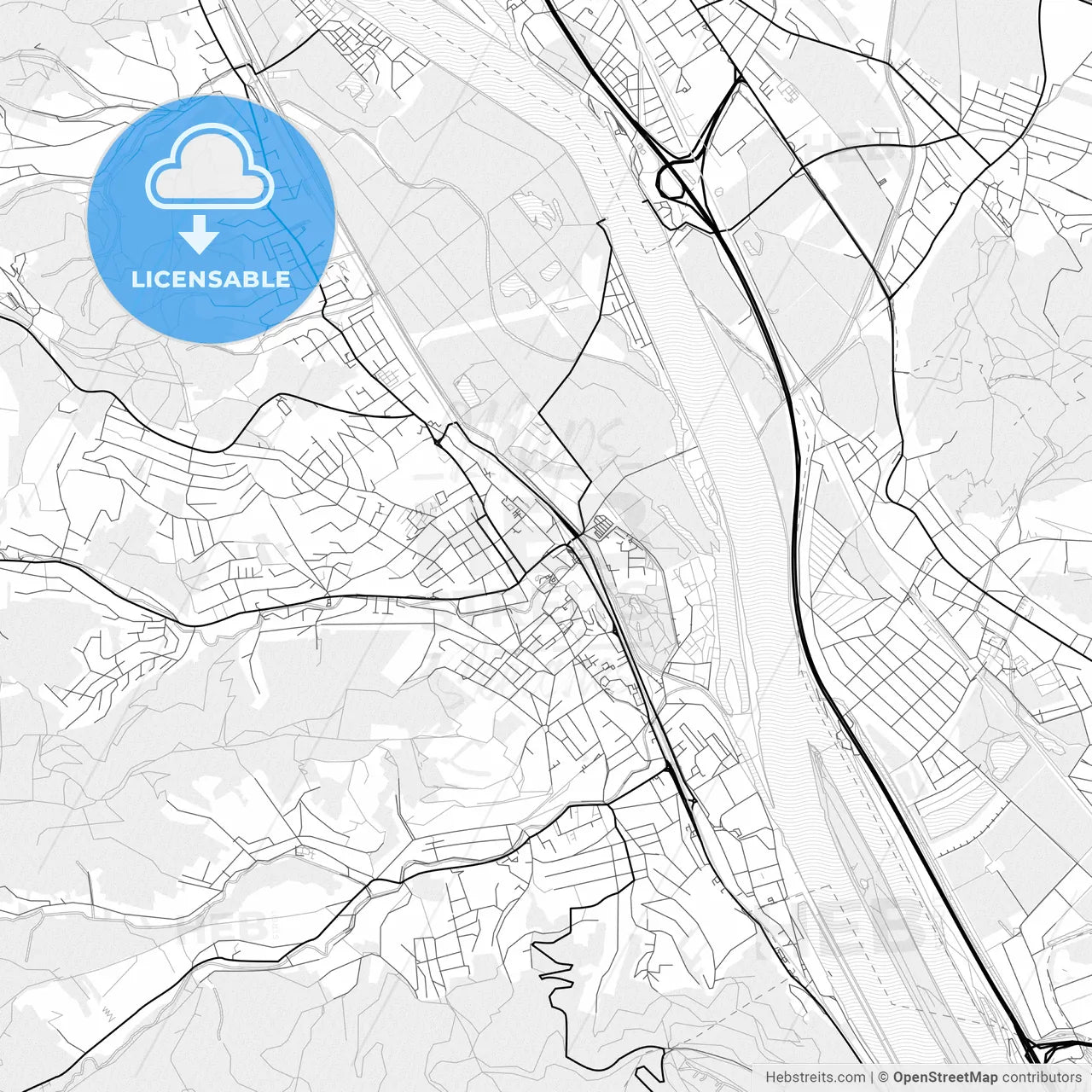 Vector PDF map of Klosterneuburg, Austria