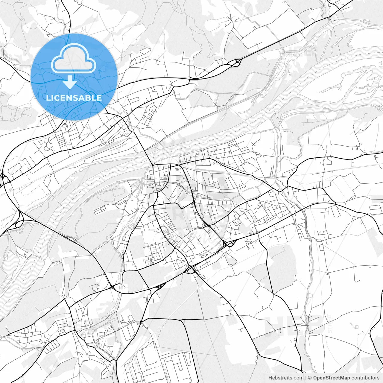 Vector PDF map of Braunau am Inn, Austria