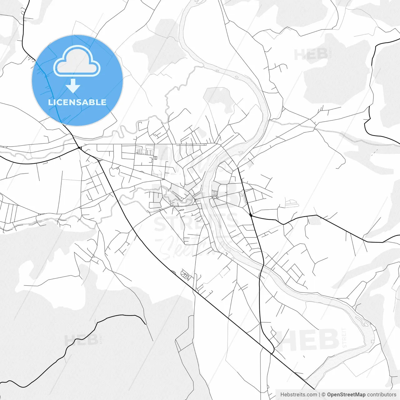 Vector PDF map of Sanski Most, Bosnia and Herzegovina