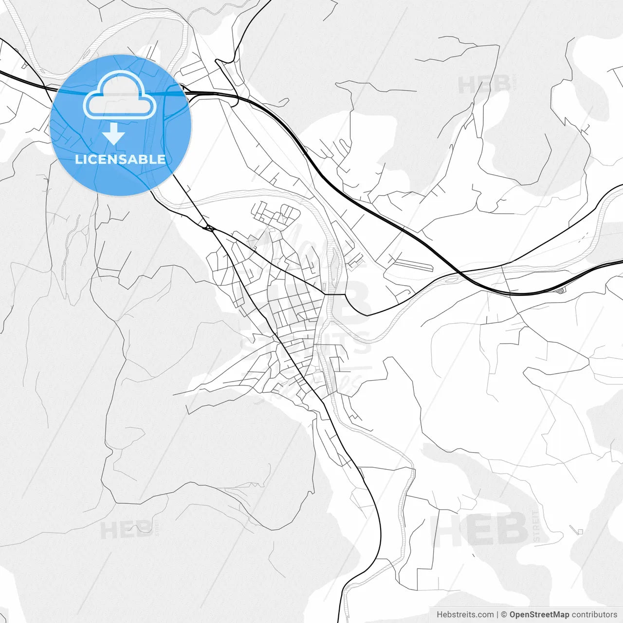Vector PDF map of Visoko, Bosnia and Herzegovina