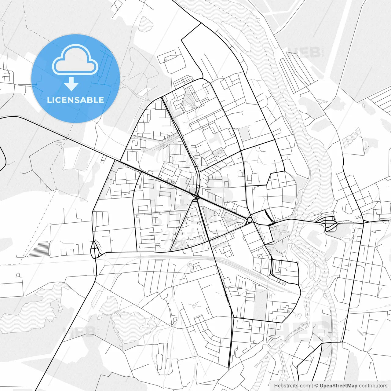 Vector PDF map of Narva, Estonia