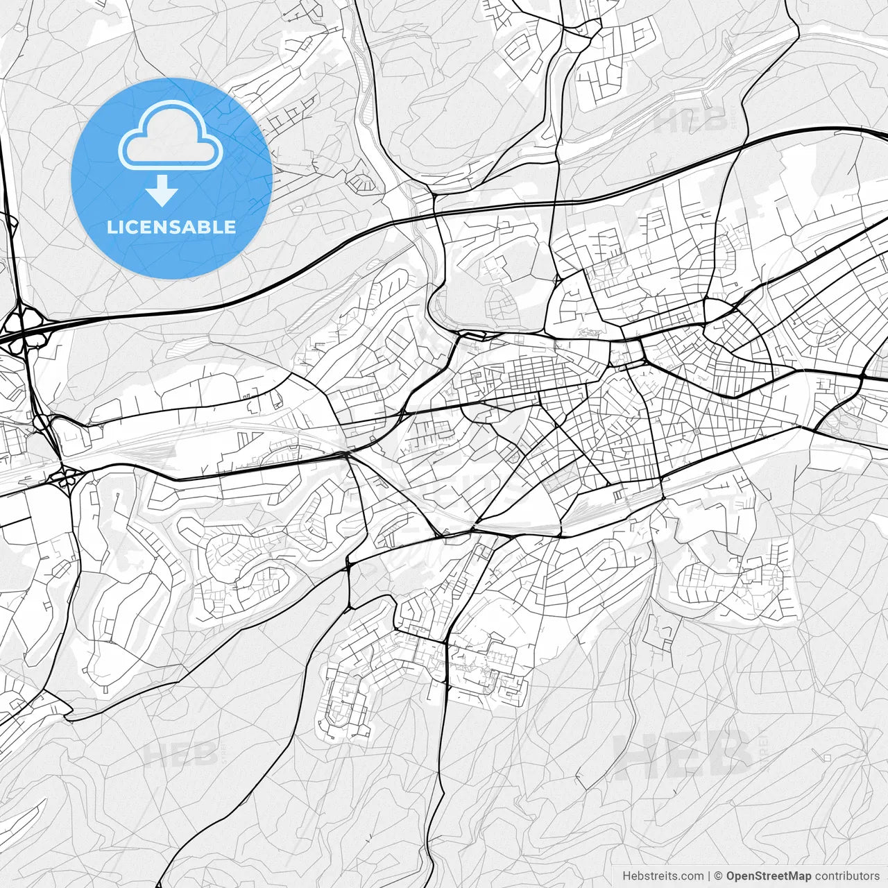 Vector PDF map of Kaiserslautern, Germany