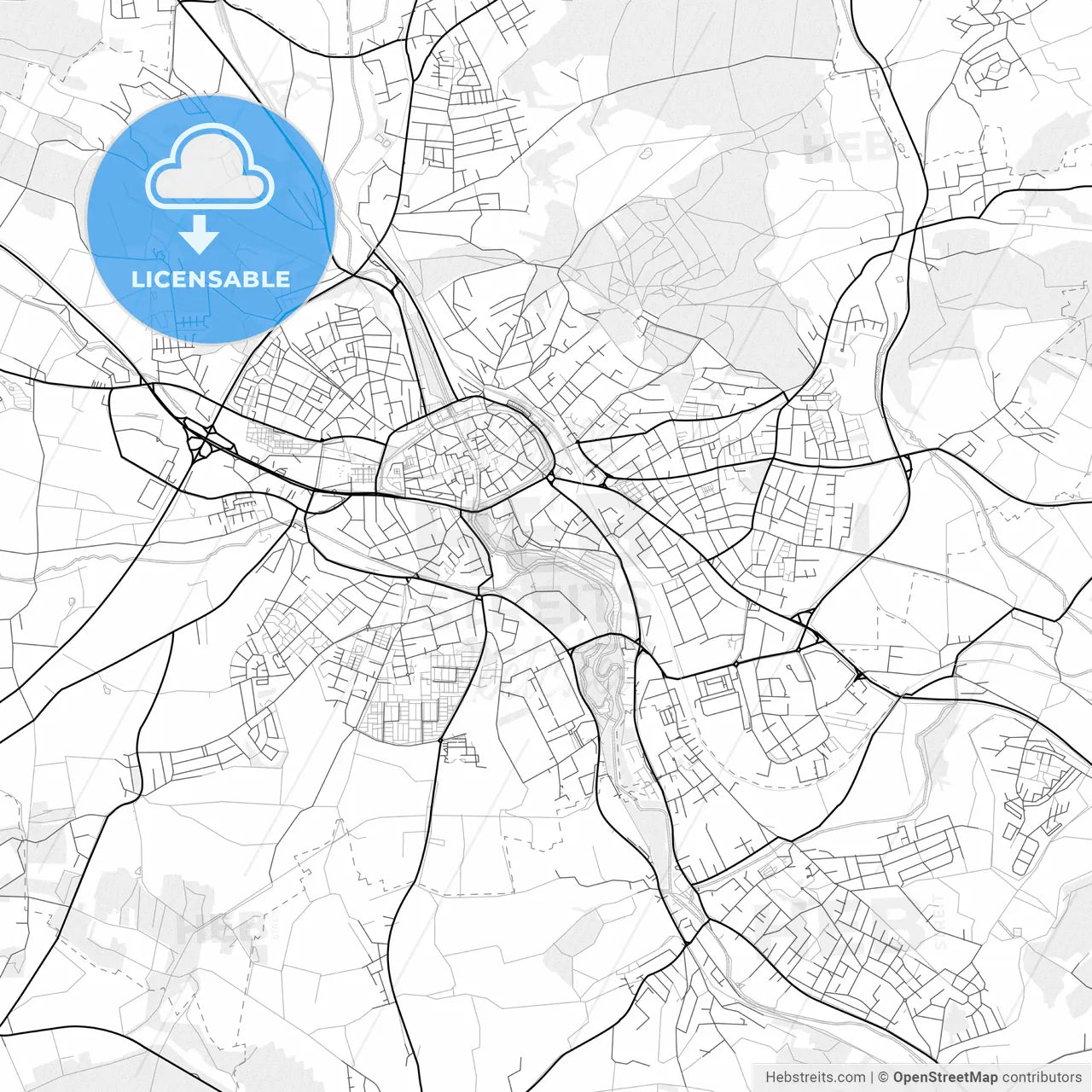 Vector PDF map of Amberg, Germany