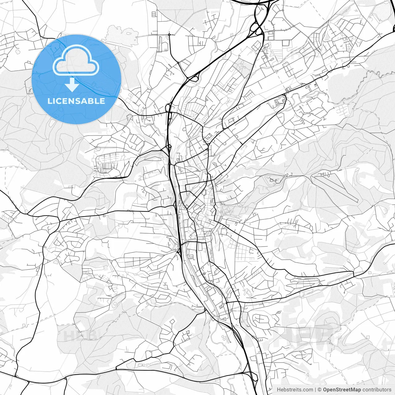 Vector PDF map of Coburg, Germany