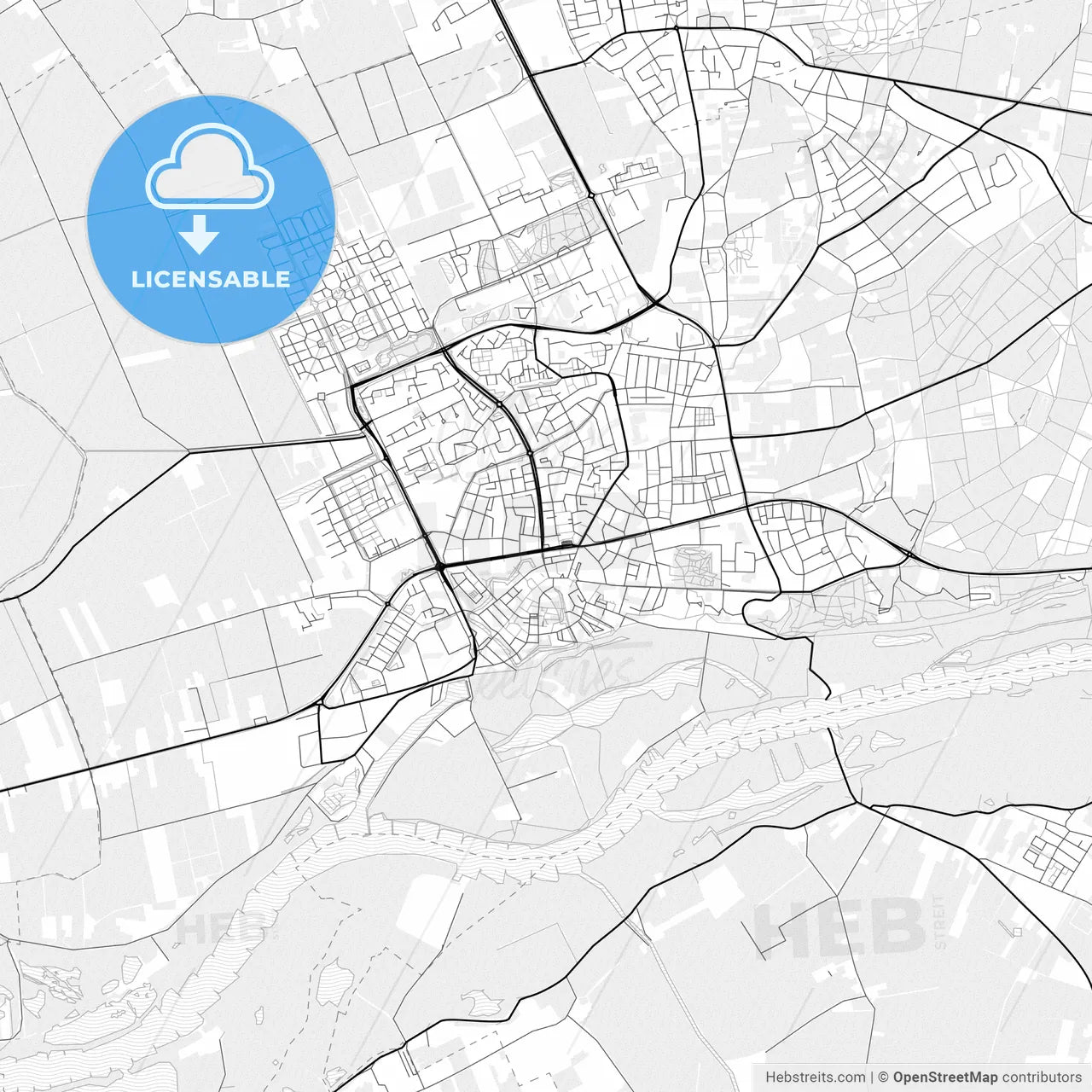 Vector PDF map of Wageningen, Netherlands