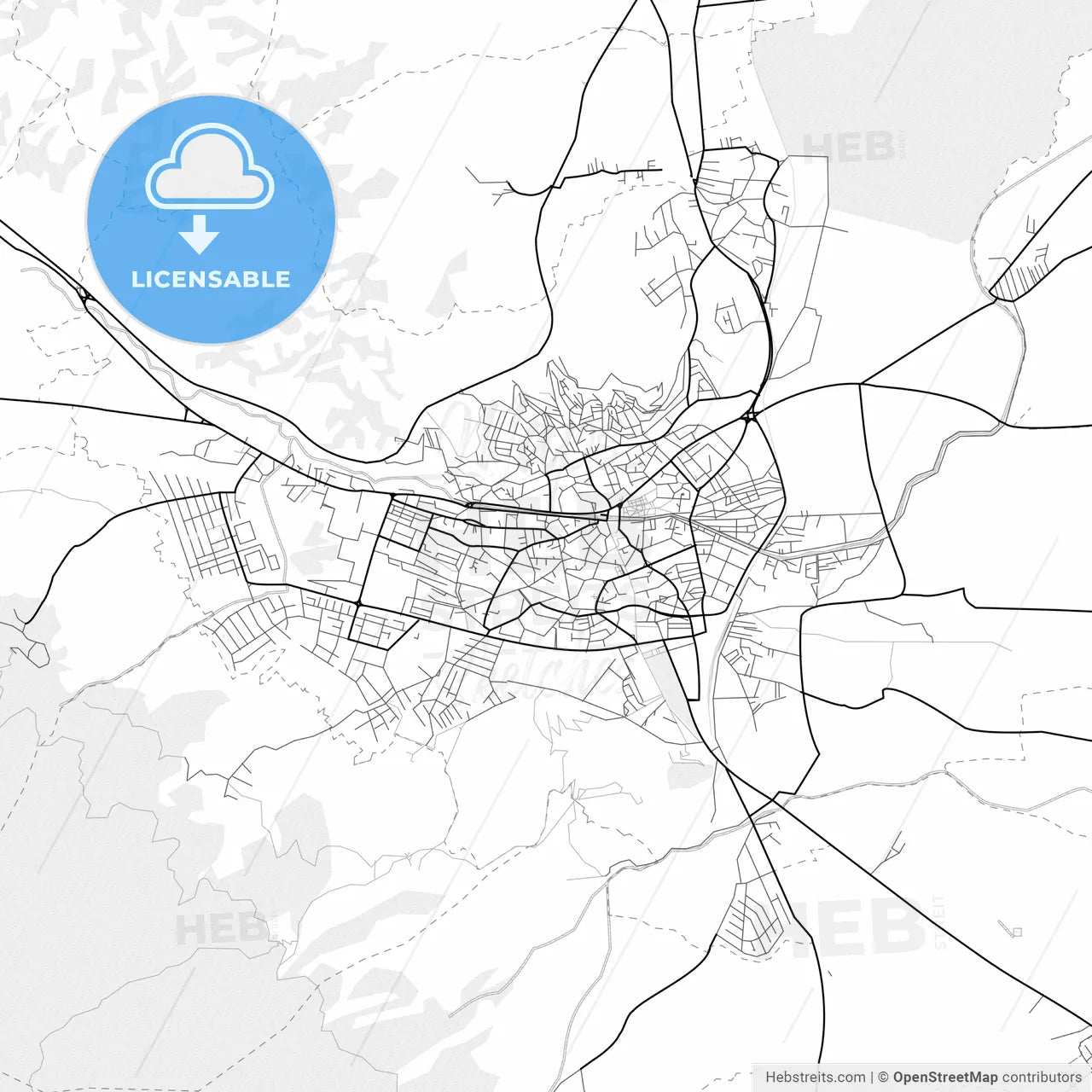 Vector PDF map of Bitola, North Macedonia