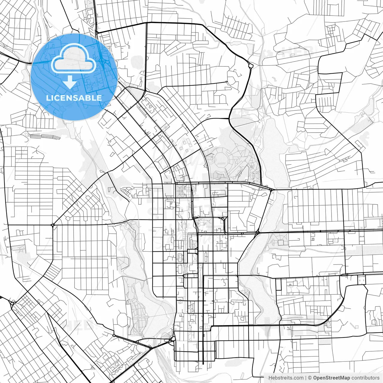 Vector PDF map of Donetsk, Ukraine
