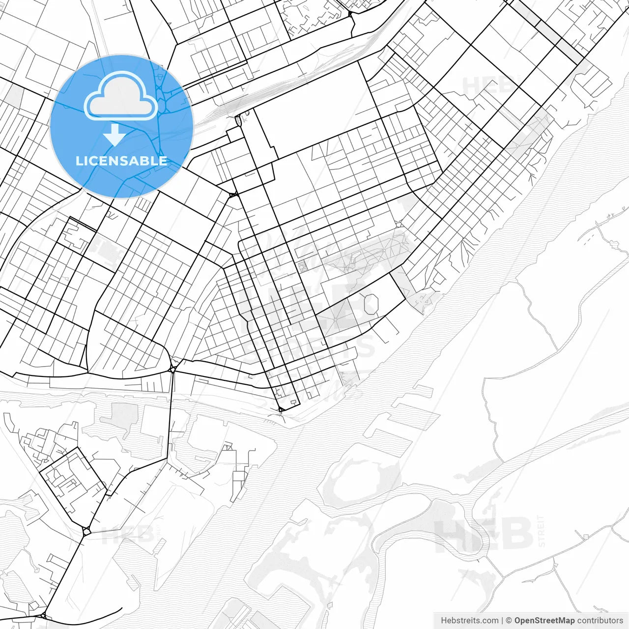 Vector PDF map of Kherson, Ukraine