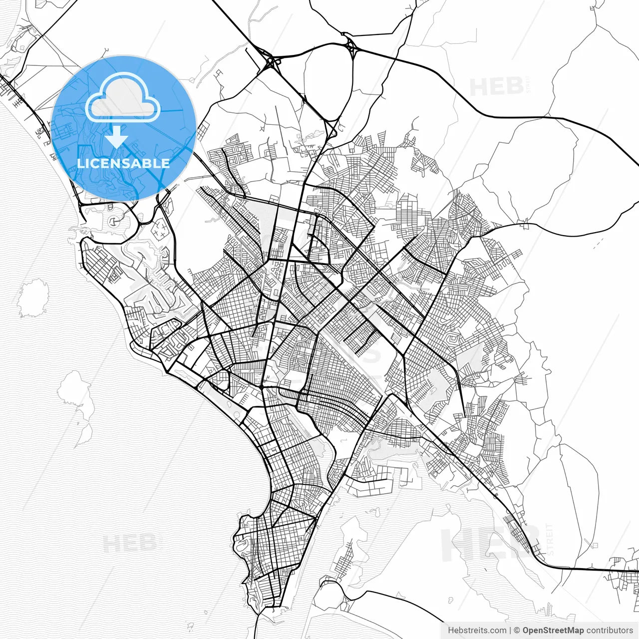 Vector PDF map of Mazatlán, Mexico