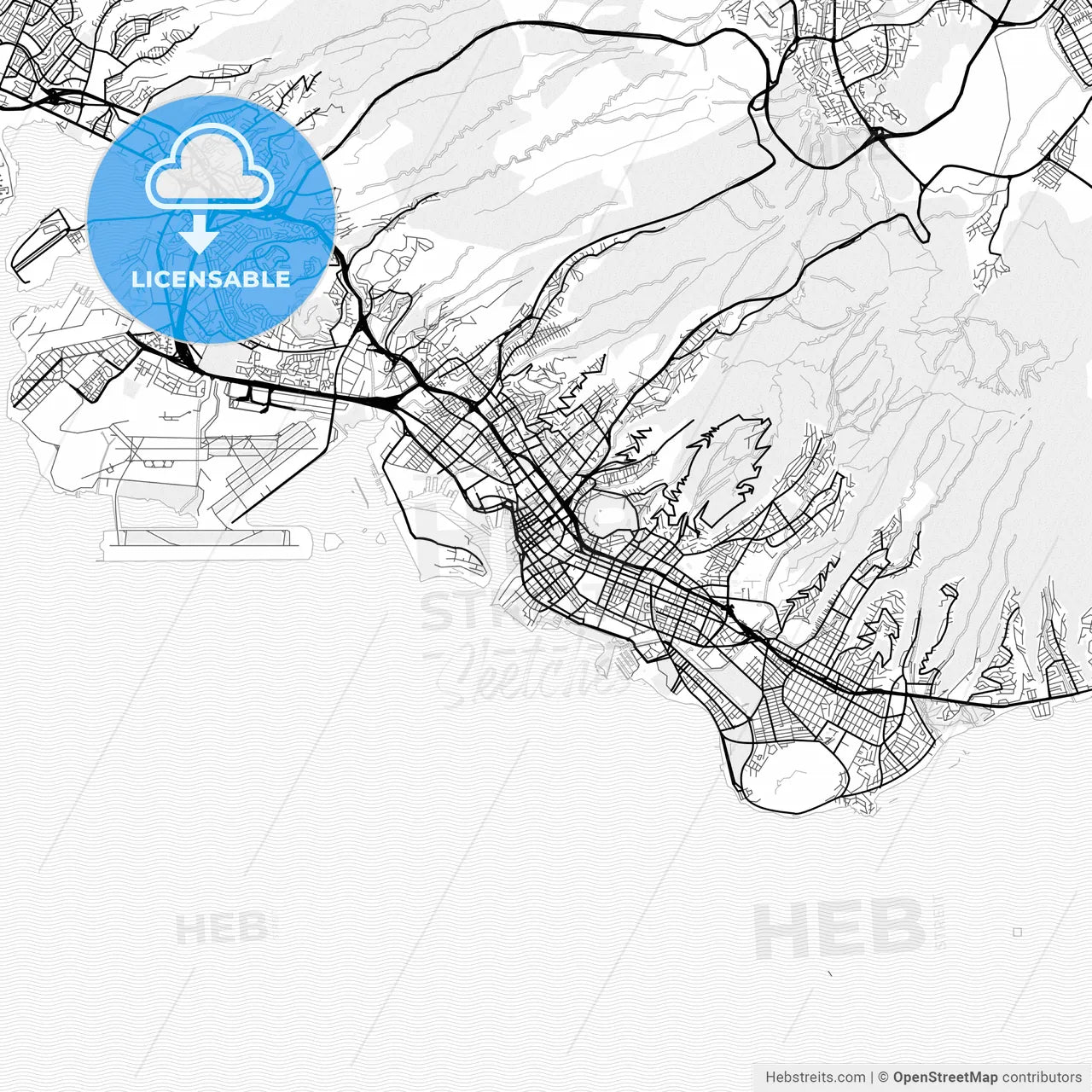 Vector PDF map of Honolulu, Hawaii, United States