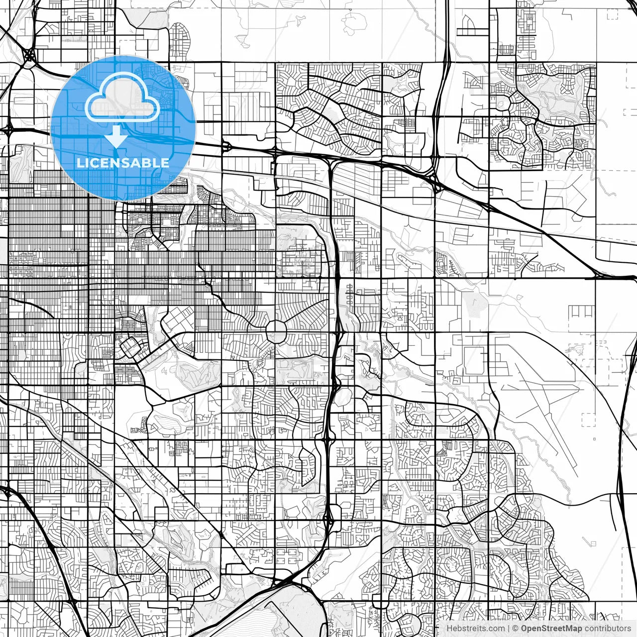 Vector PDF map of Aurora, Colorado, United States