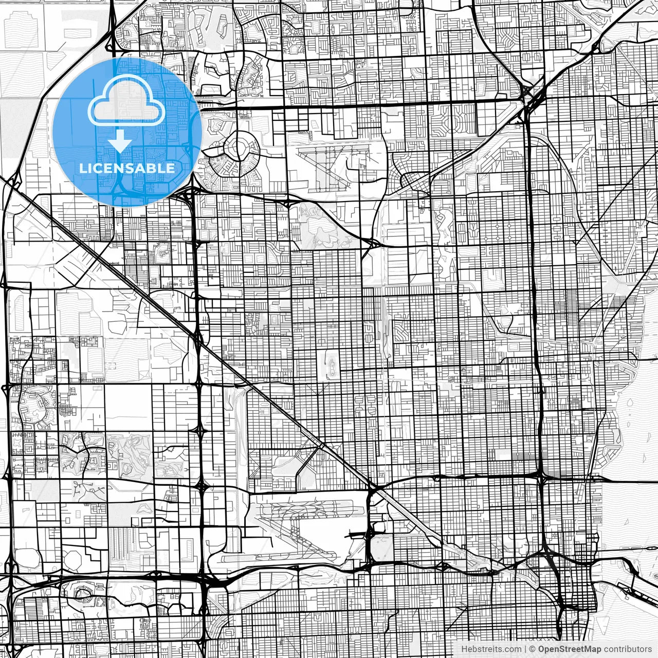 Vector PDF map of Hialeah, Florida, United States