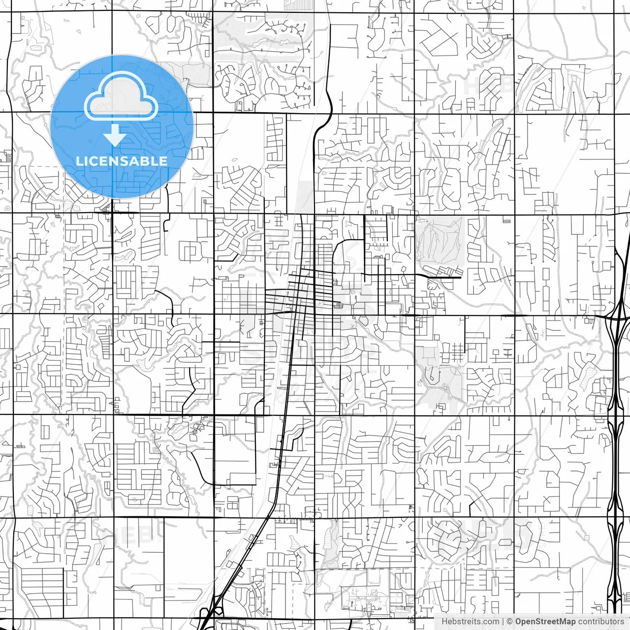 Vector PDF map of Edmond, Oklahoma, United States