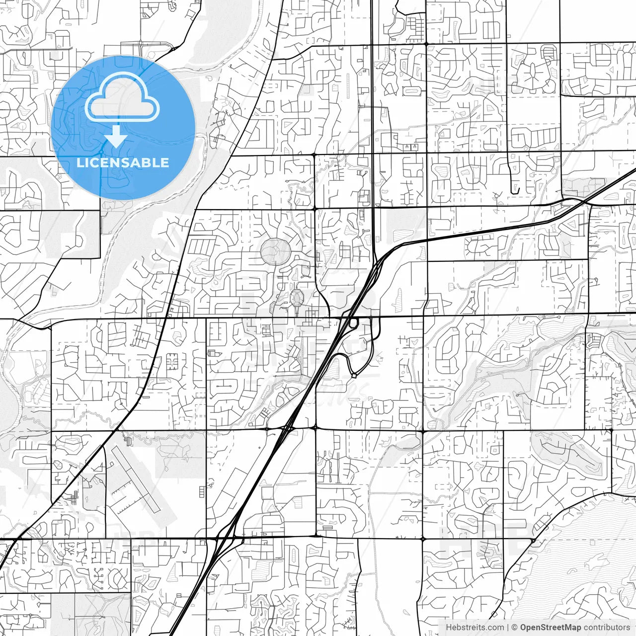 Vector PDF map of Fishers, Indiana, United States