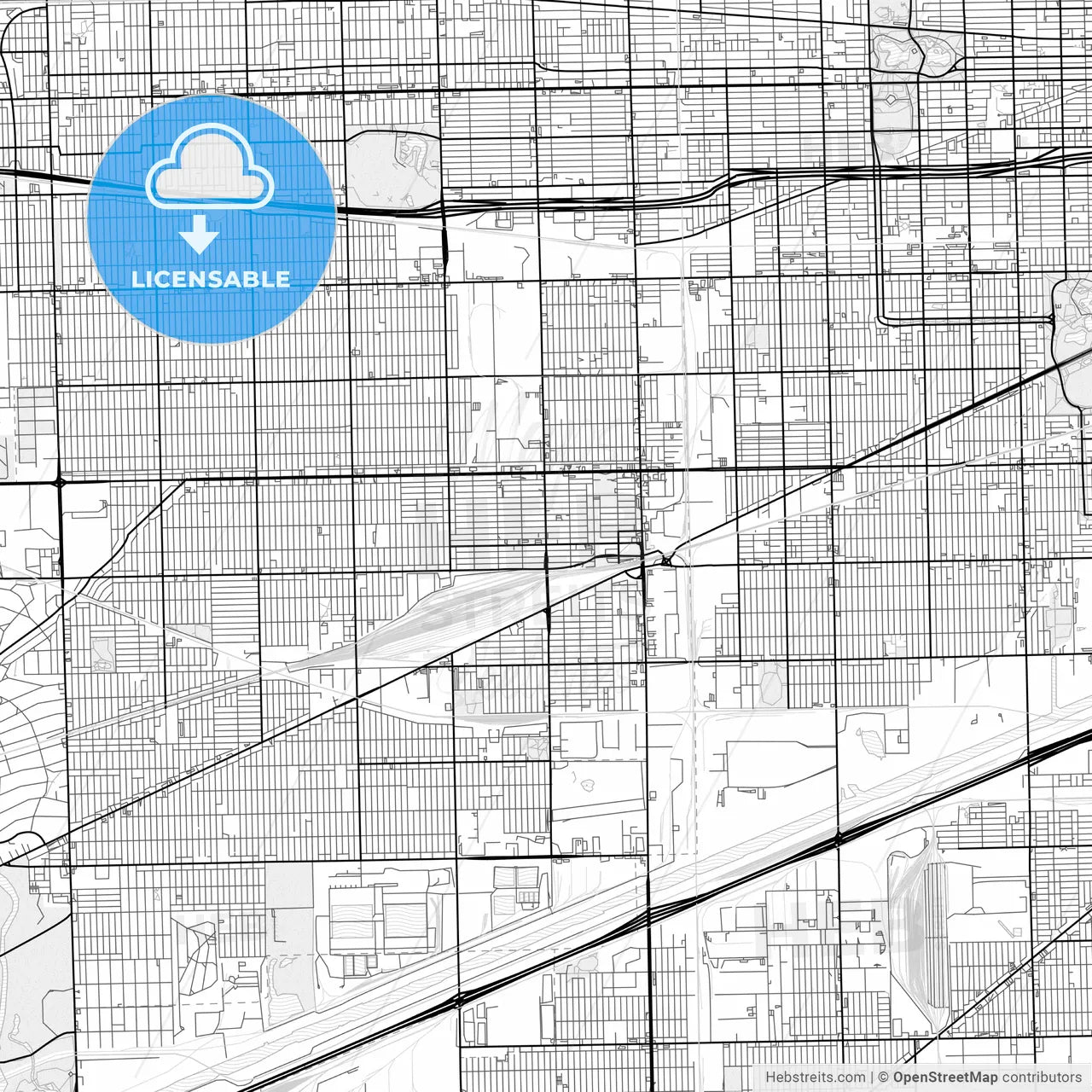 Vector PDF map of Cicero, Illinois, United States