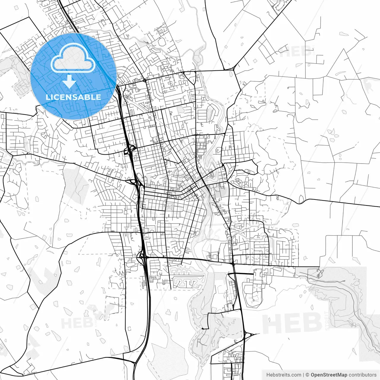 Vector PDF map of Napa, California, United States