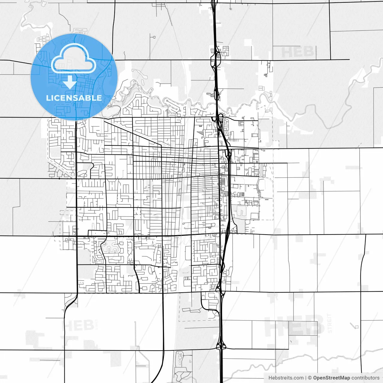 Vector PDF map of Lodi, California, United States