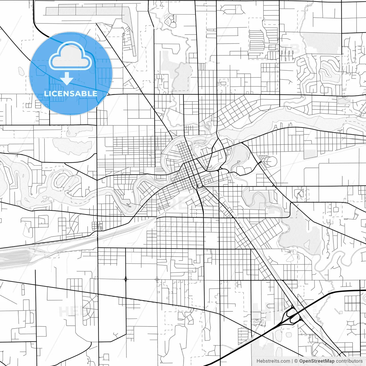 Vector PDF map of Elkhart, Indiana, United States