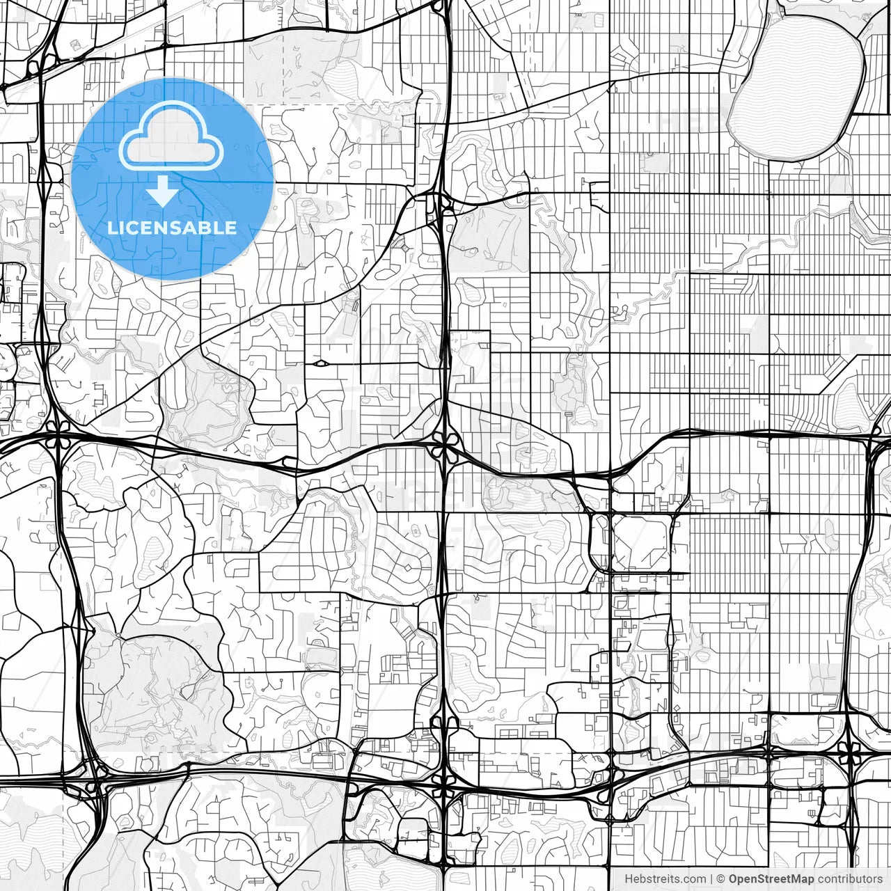 Vector PDF map of Edina, Minnesota, United States
