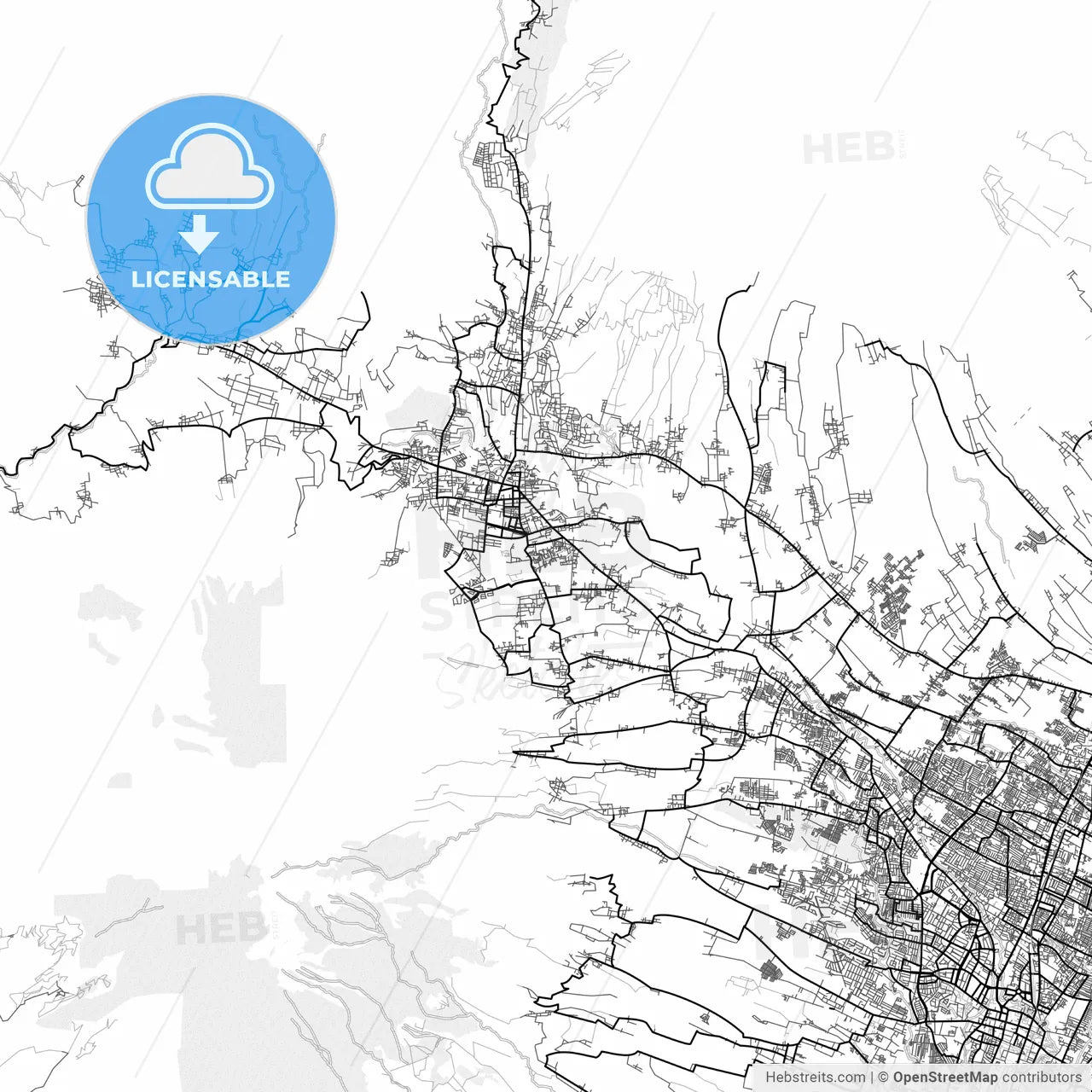 Vector PDF map of Batu, Indonesia