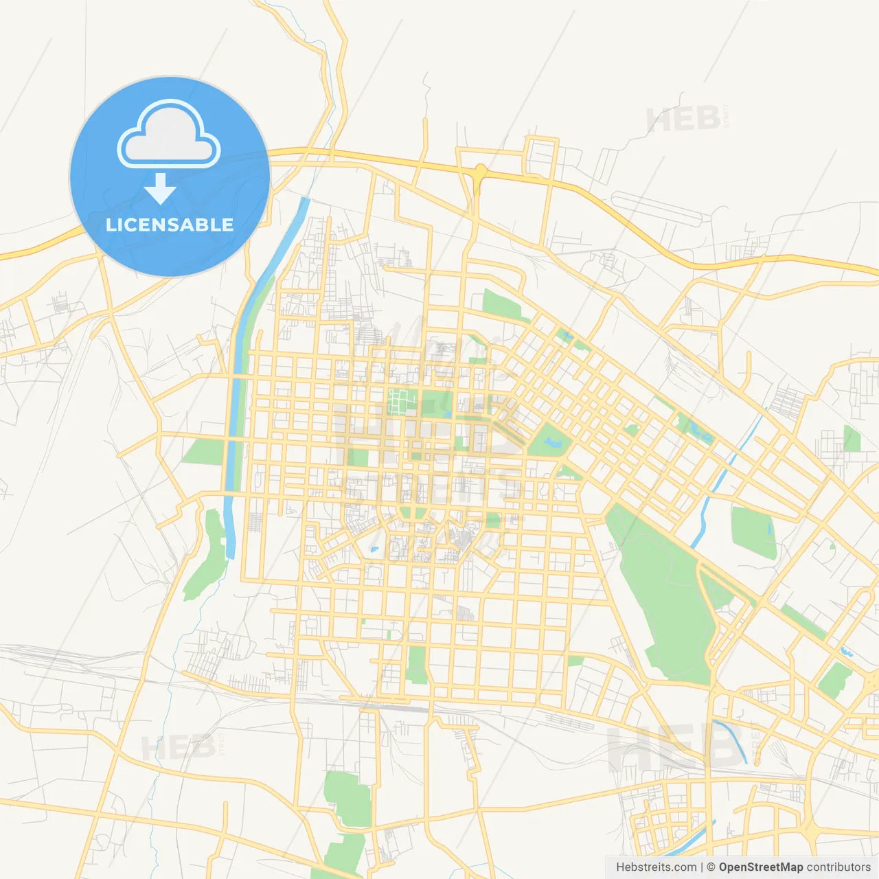 Printable street map of Baotou, China