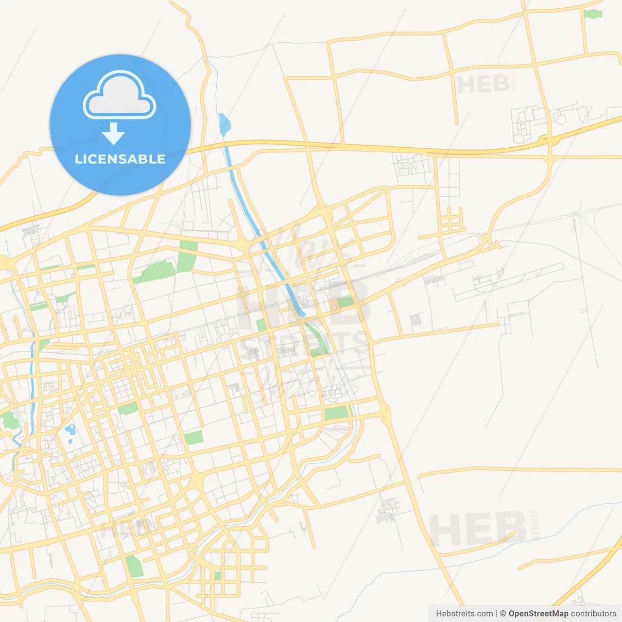 Printable street map of Hohhot, China