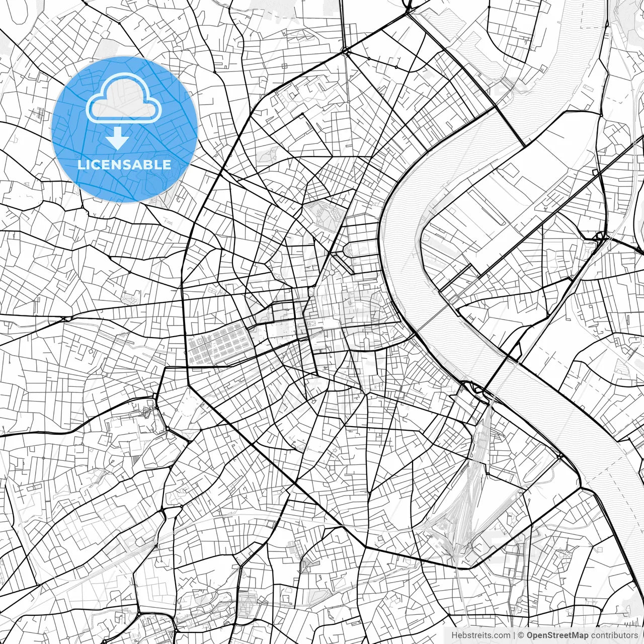 Vector PDF map of Bordeaux, France