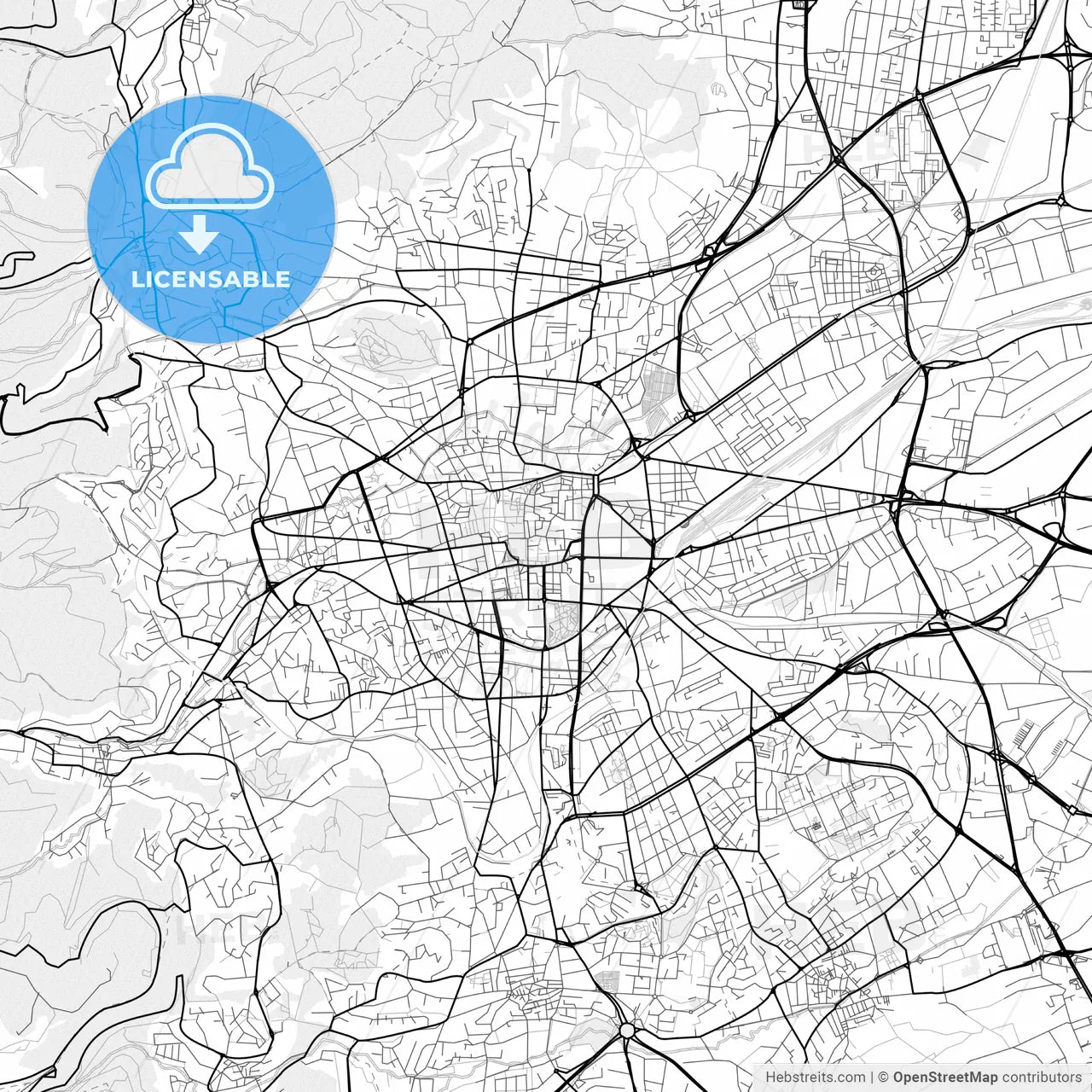 Vector PDF map of Clermont-Ferrand, France