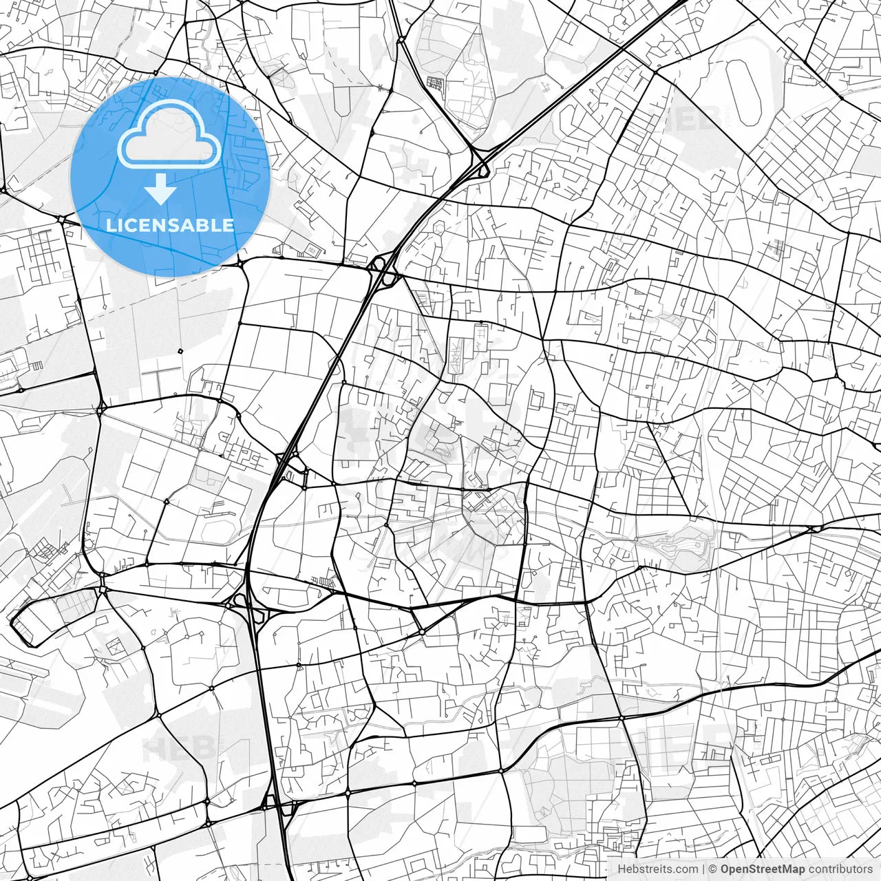 Vector PDF map of Mérignac, France