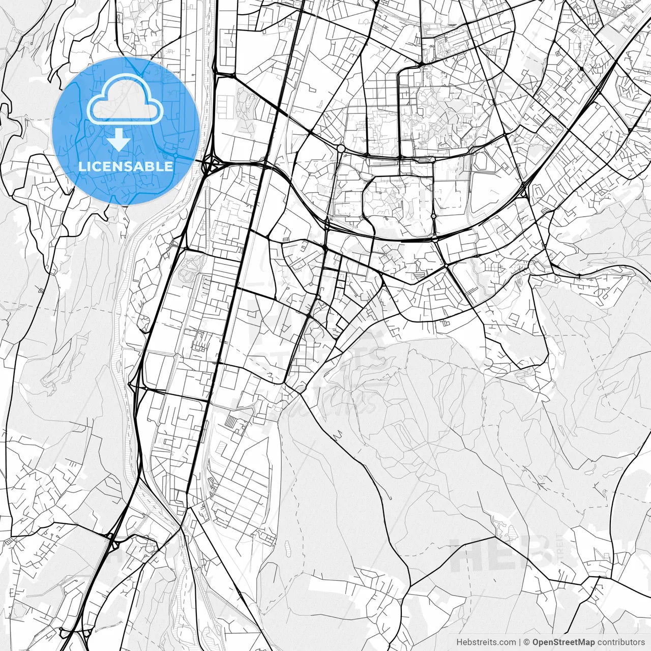 Vector PDF map of Échirolles, France