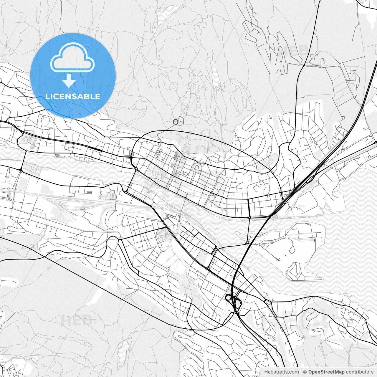 Vector PDF map of Drammen, Norway