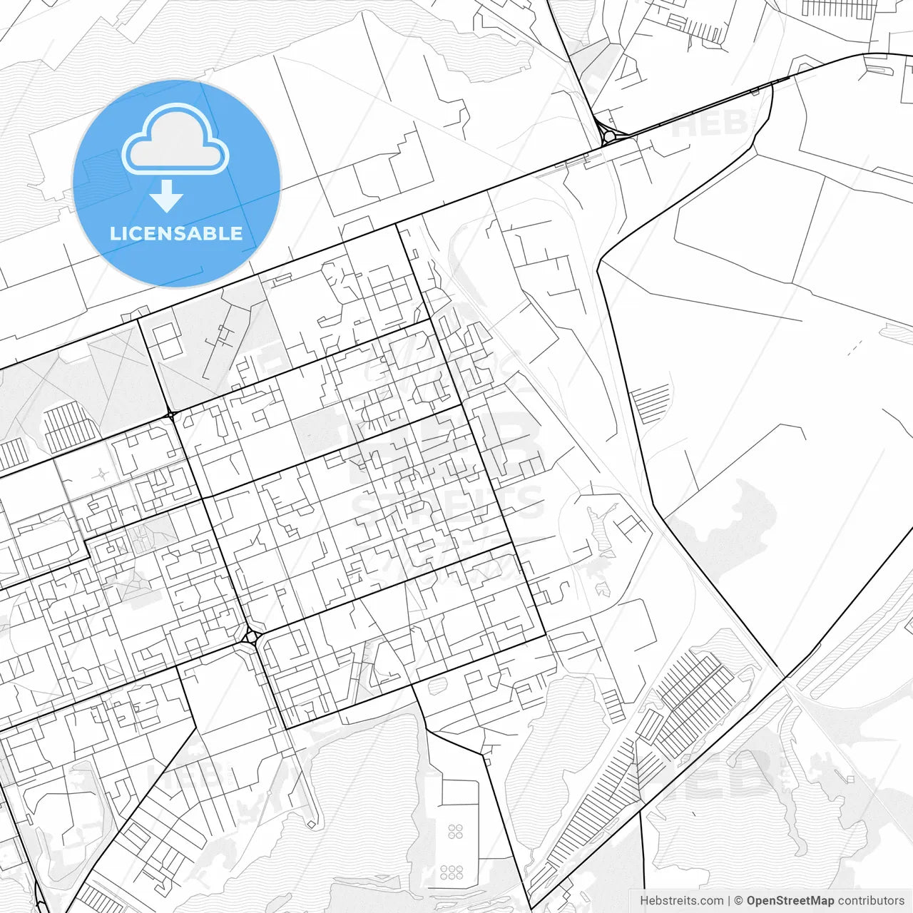 Vector PDF map of Severodvinsk, Russia