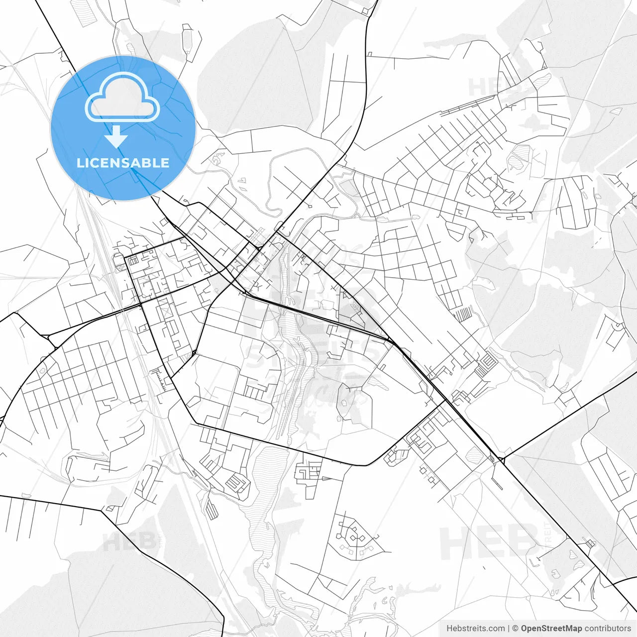 Vector PDF map of Klin, Russia