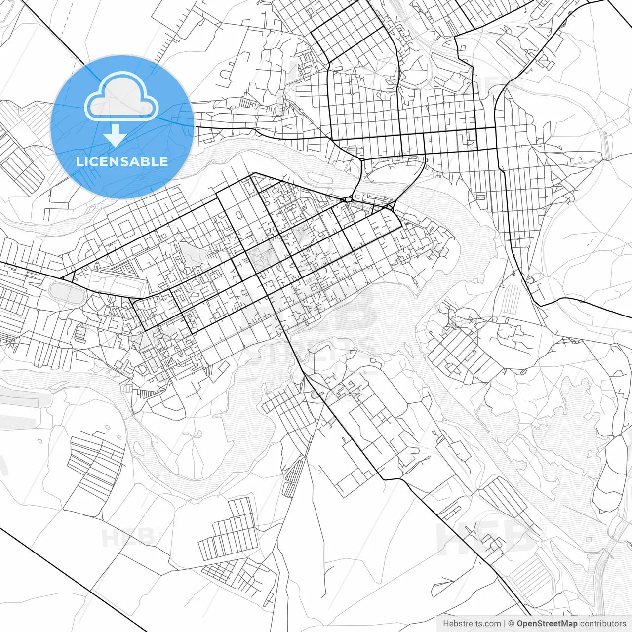 Vector PDF map of Troitsk, Russia