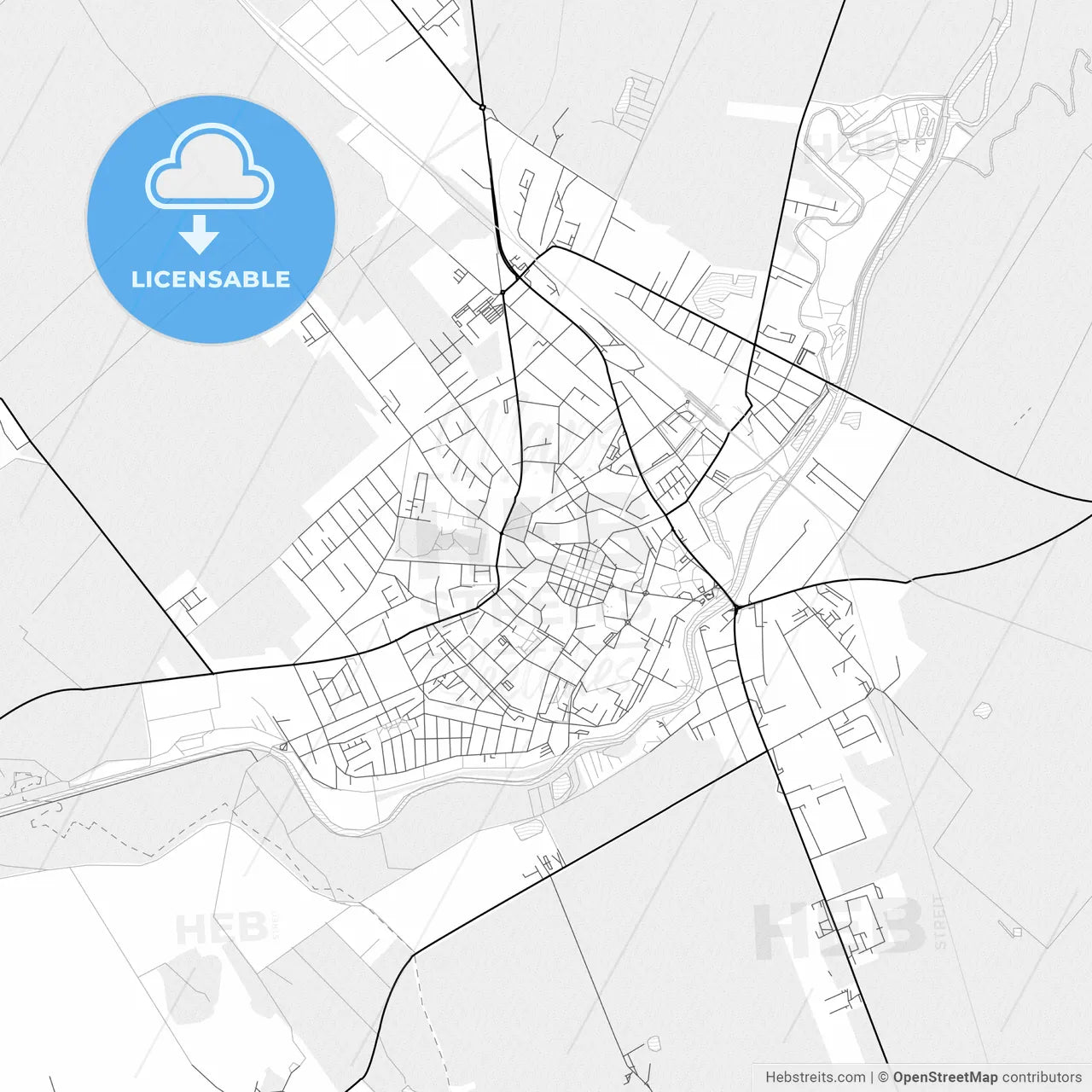 Vector PDF map of Nové Zámky, Slovakia