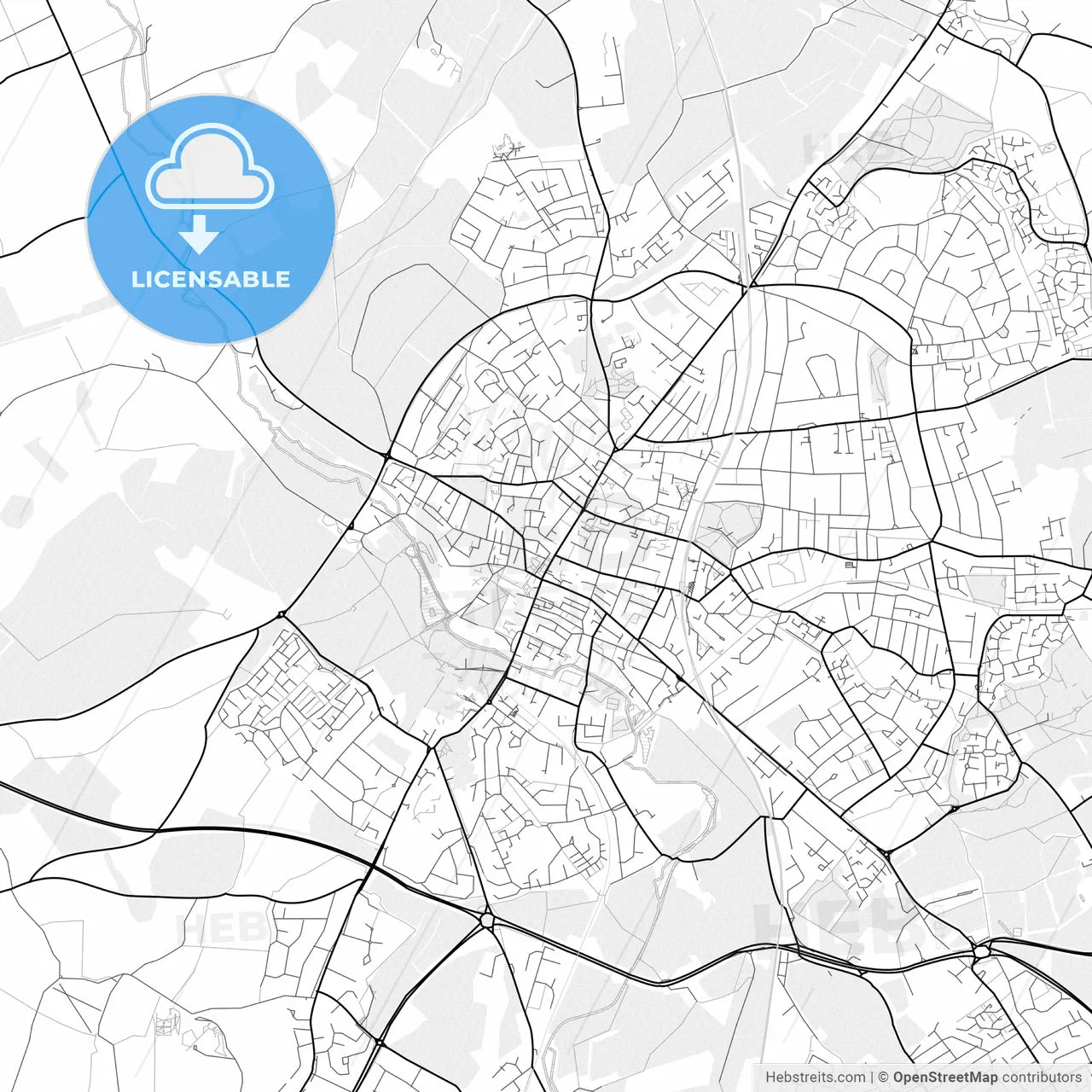 Vector PDF map of Saint Albans, England