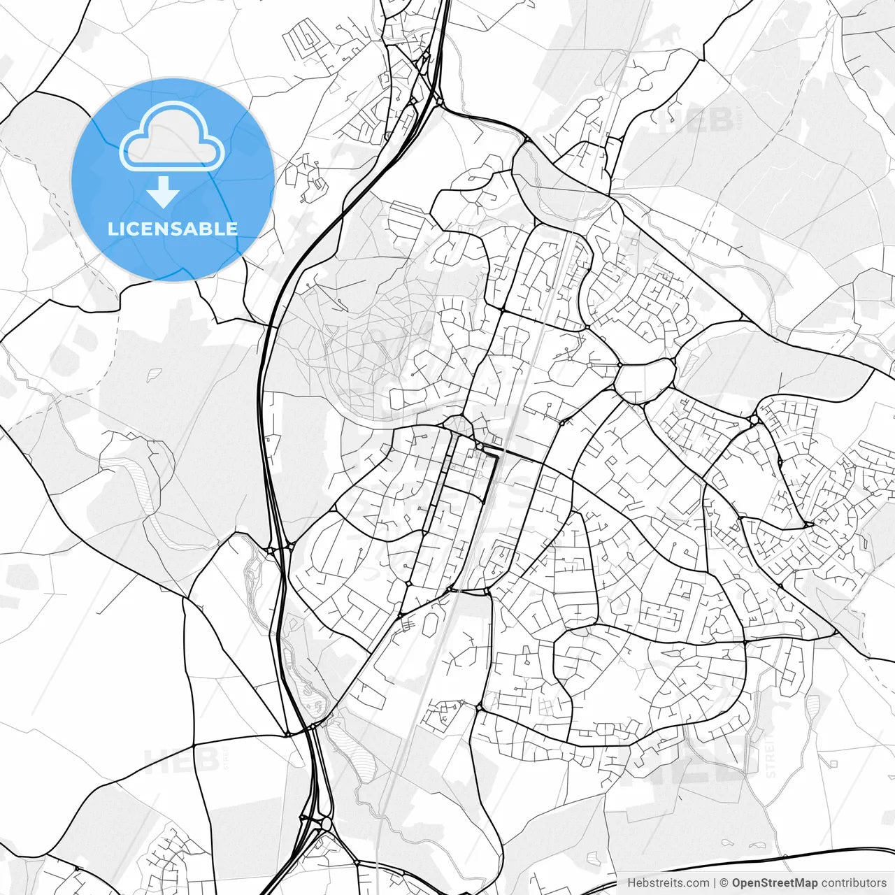 Vector PDF map of Welwyn Garden City, England