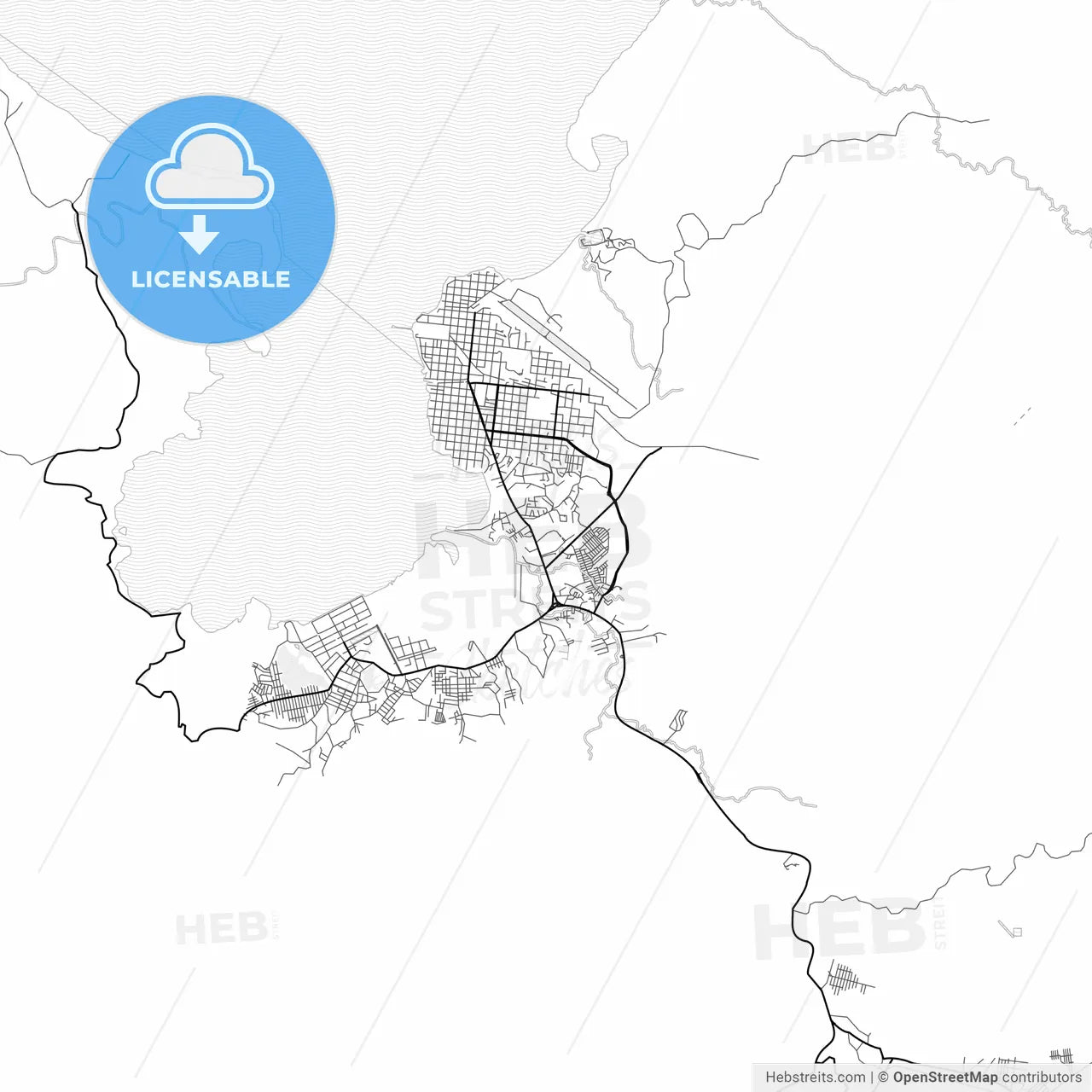 Vector PDF map of Puerto Barrios, Guatemala