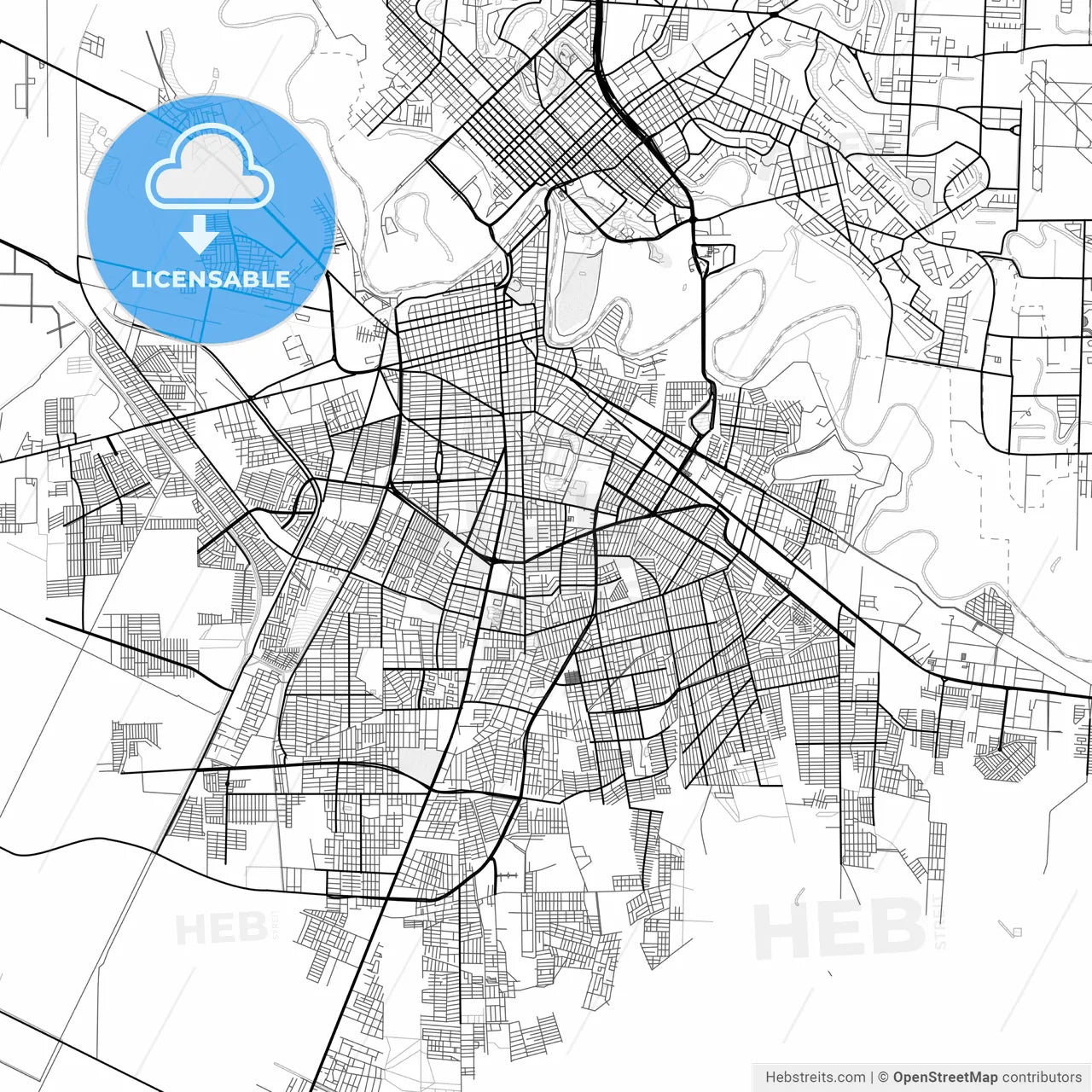 Vector PDF map of Matamoros, Mexico