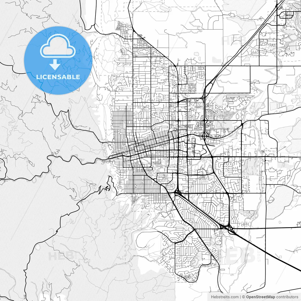 Vector PDF map of Boulder, Colorado, United States