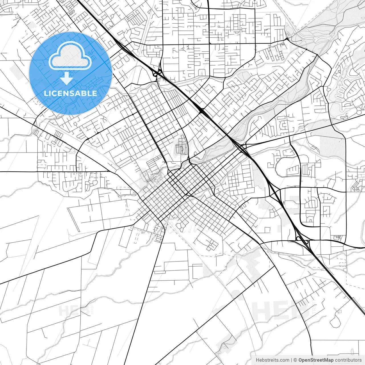 Vector PDF map of Chico, California, United States
