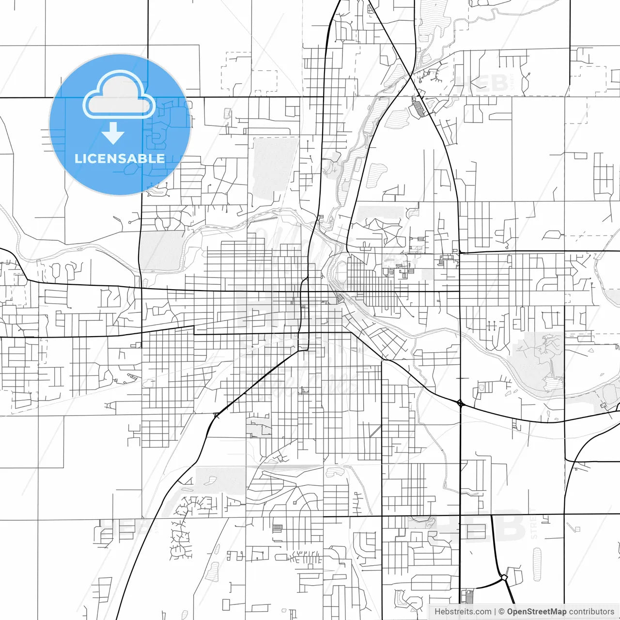 Vector PDF map of Anderson, Indiana, United States