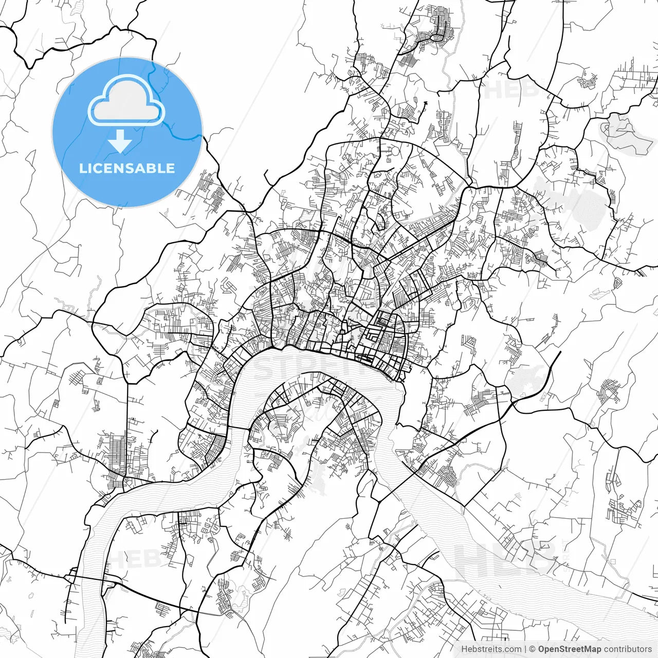 Vector PDF map of Samarinda, Indonesia