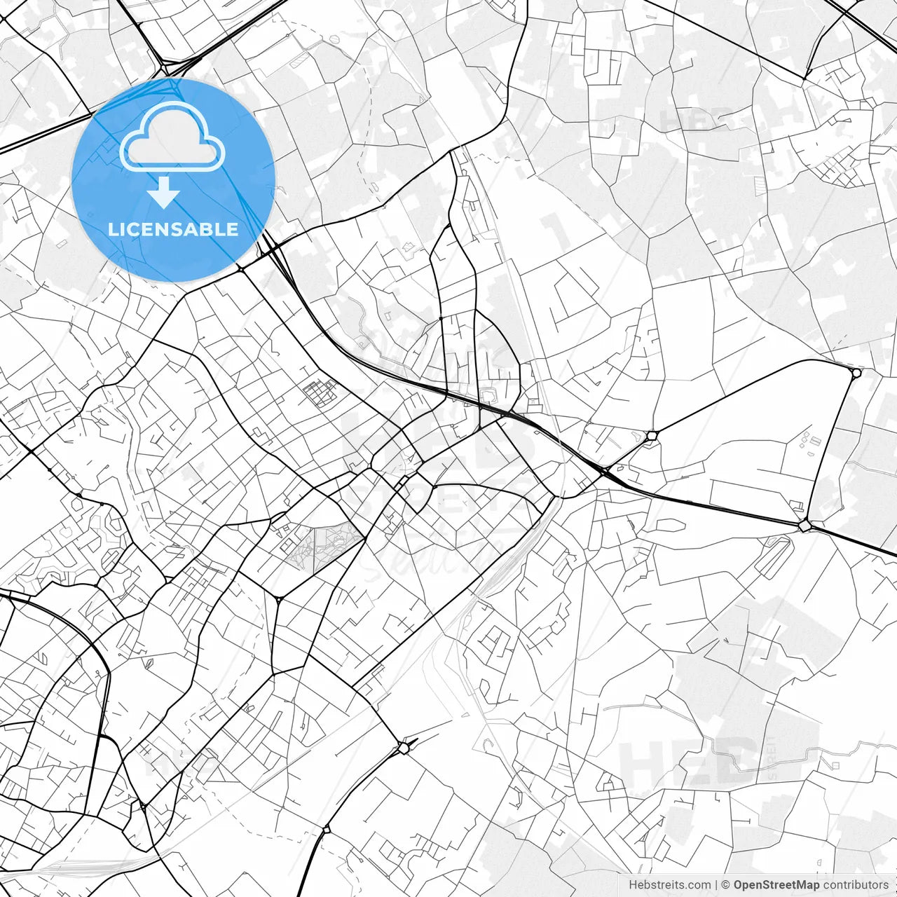 Vector PDF map of Mouscron, Belgium