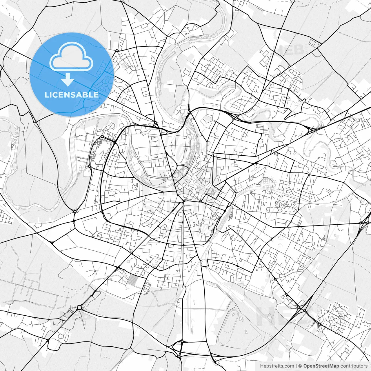 Vector PDF map of Niort, France