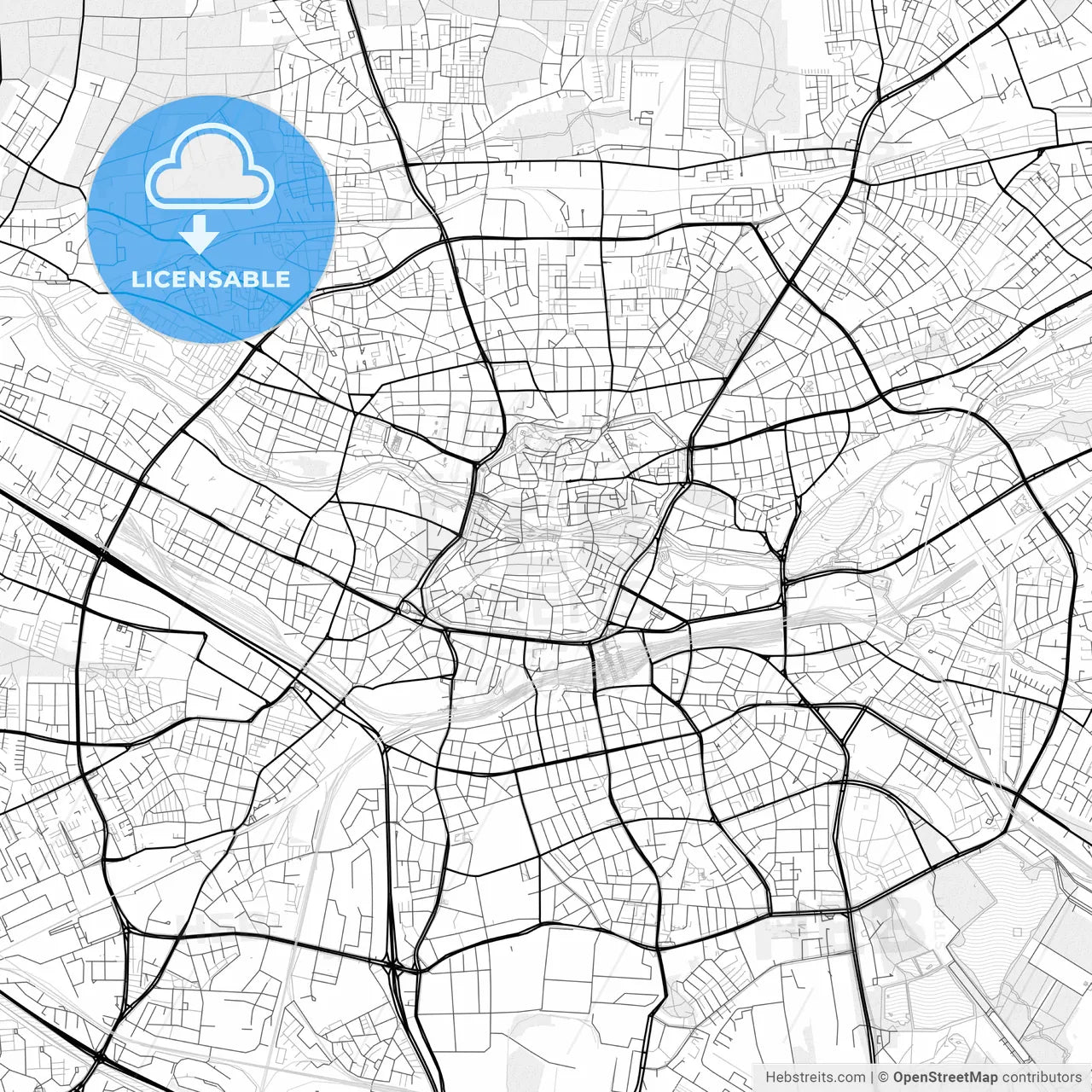 Vector PDF map of Nurnberg, Germany