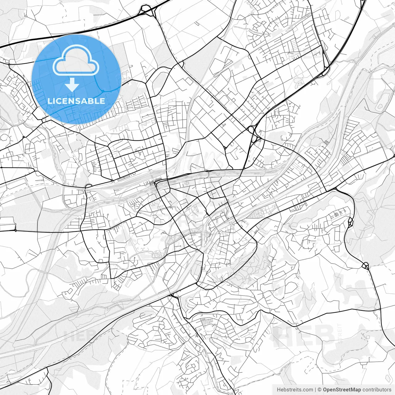 Vector PDF map of Landshut, Germany