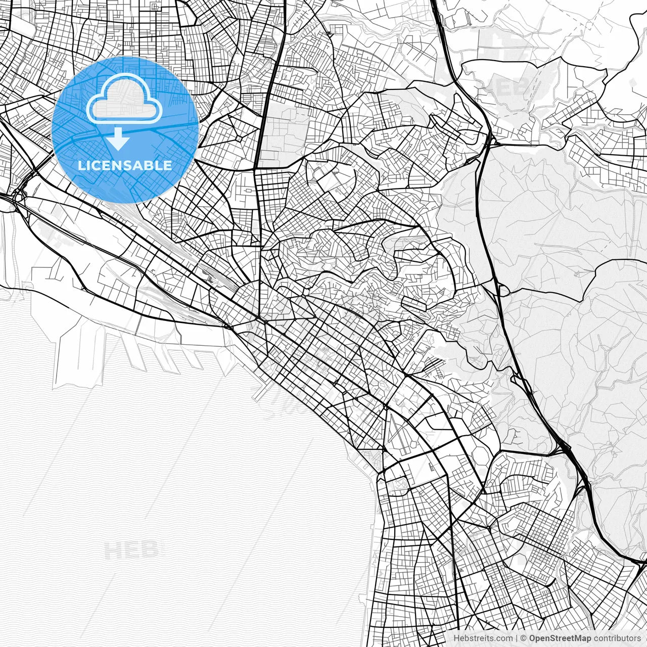 Vector PDF map of Thessaloniki, Greece