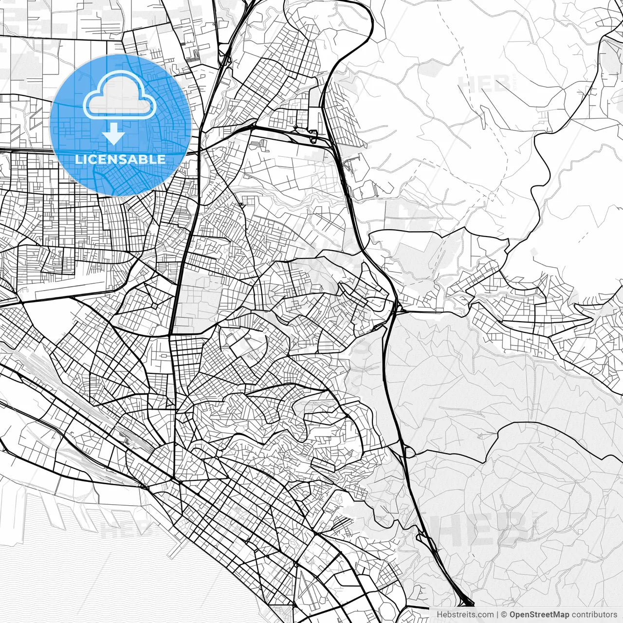 Vector PDF map of Polichni, Greece